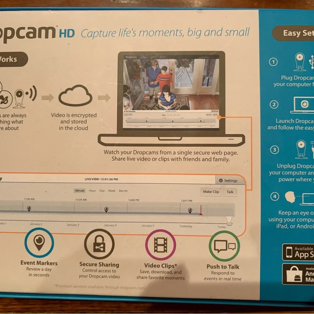 HD Wi-Fi Video Monitoring Camera - Silver and Black